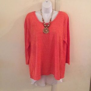 🎉PRICE DROP Orange/Sheer White High/Lo Sweater 🛍
